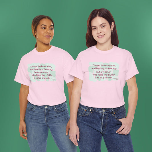 Proverbs 31:30 - Light Green Cotton T-Shirt