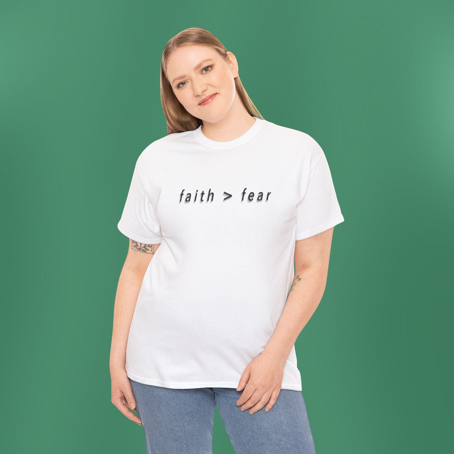 Faith > Fear White T-Shirt