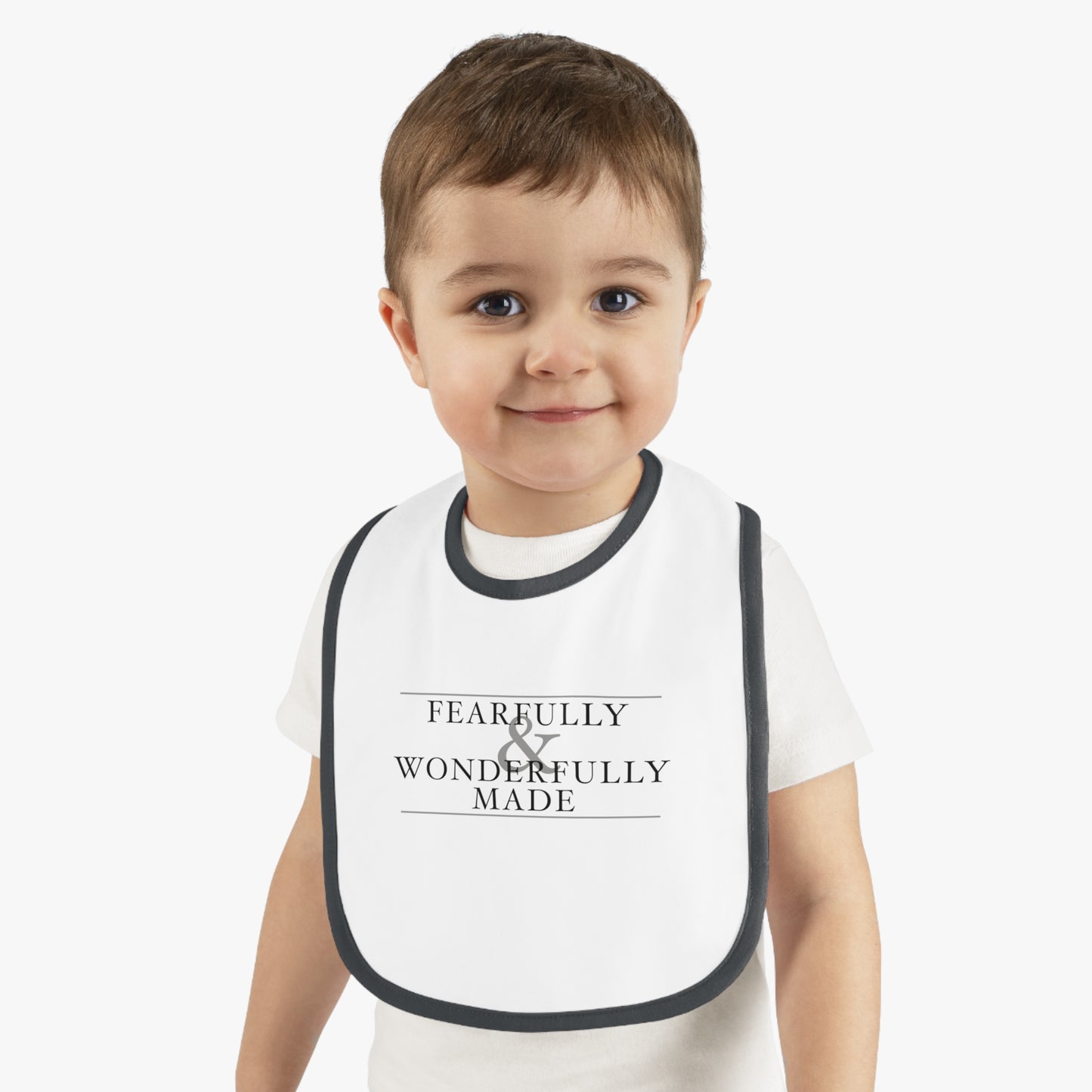 Fearfully and Wonderfully Made - Light Grayscale Baby Bib