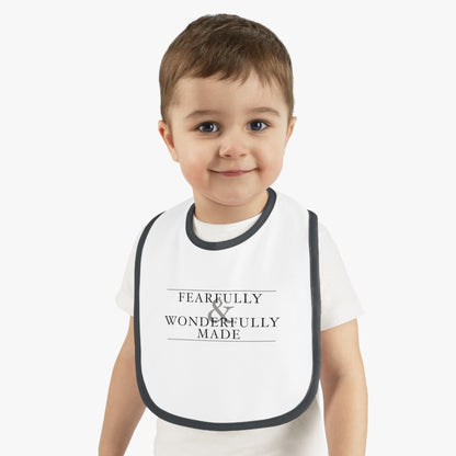 Fearfully and Wonderfully Made - Light Grayscale Baby Bib