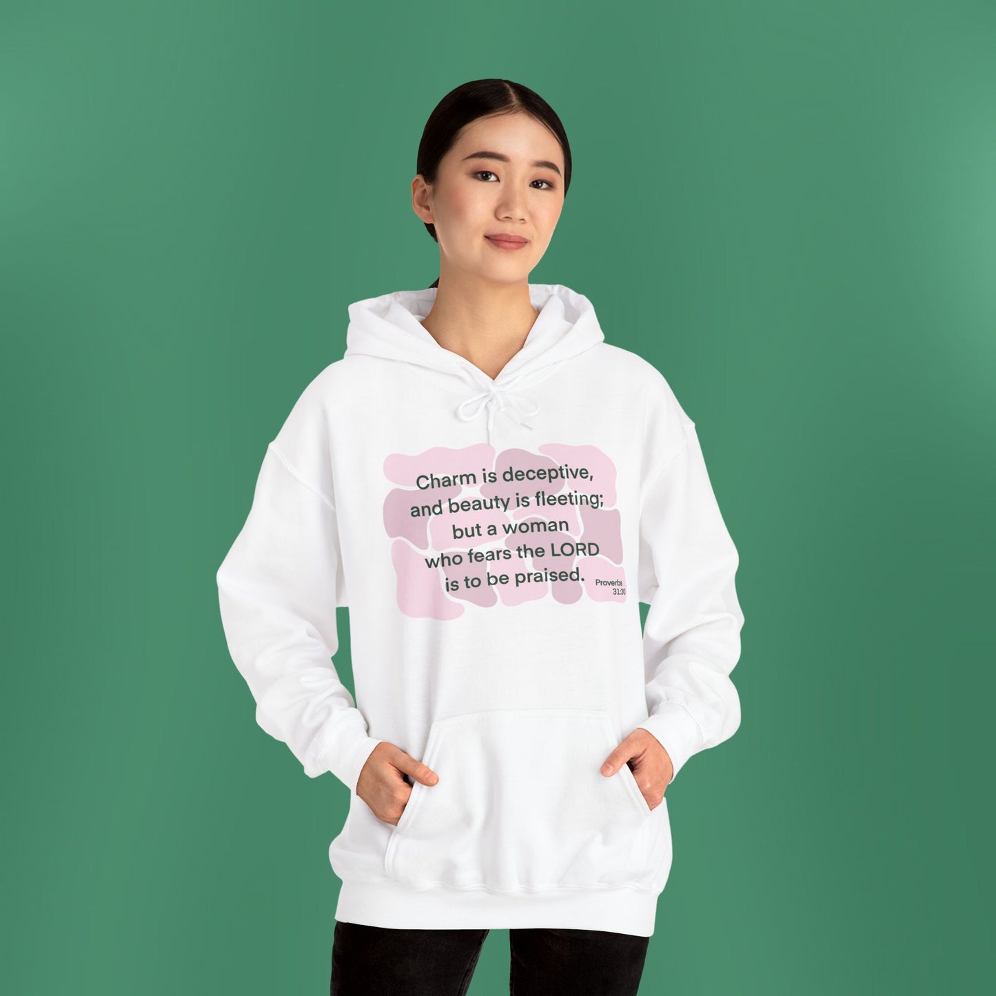 Proverbs 31:30 - Light Pink Hooded Sweatshirt