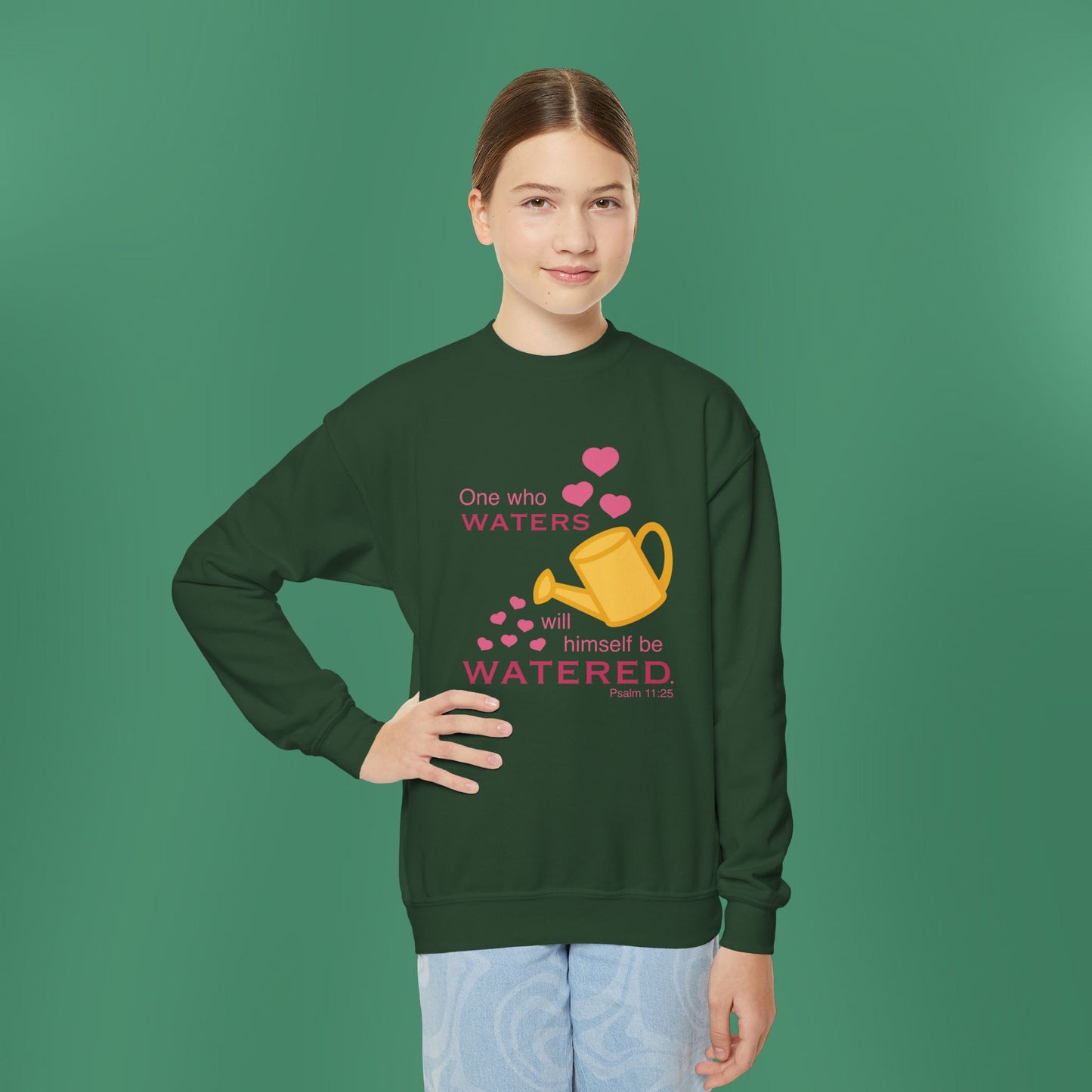 Psalm 11:25 - Pink Girl's Crewneck Sweatshirt