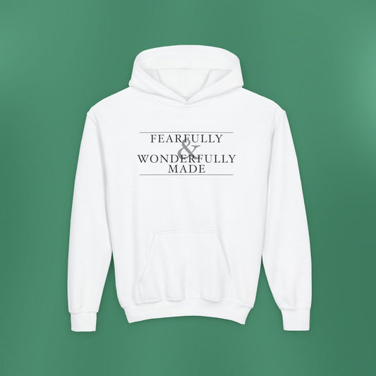 Fearfully and Wonderfully Made - Light Grayscale Children's Hooded Sweatshirt