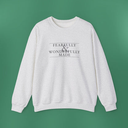 Fearfully and Wonderfully Made - Light Grayscale Crewneck Sweatshirt