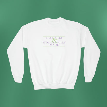 Fearfully and Wonderfully Made - Purple Girl's Crewneck Sweatshirt