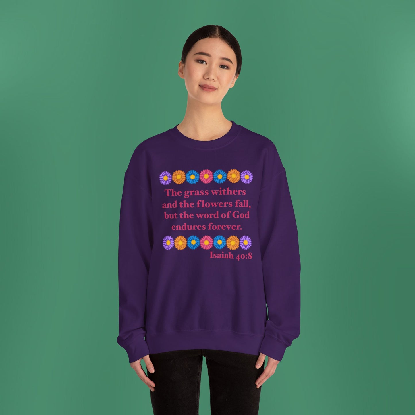 Isaiah 40:8 - Multi Daisy Women's Crewneck Sweatshirt
