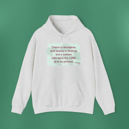 Proverbs 31:30 - Light Green Hooded Sweatshirt