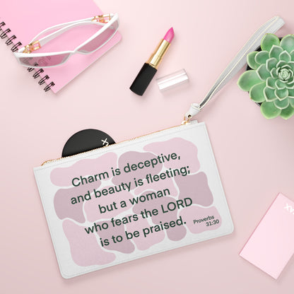 Proverbs 31:30 - Pink Clutch Bag