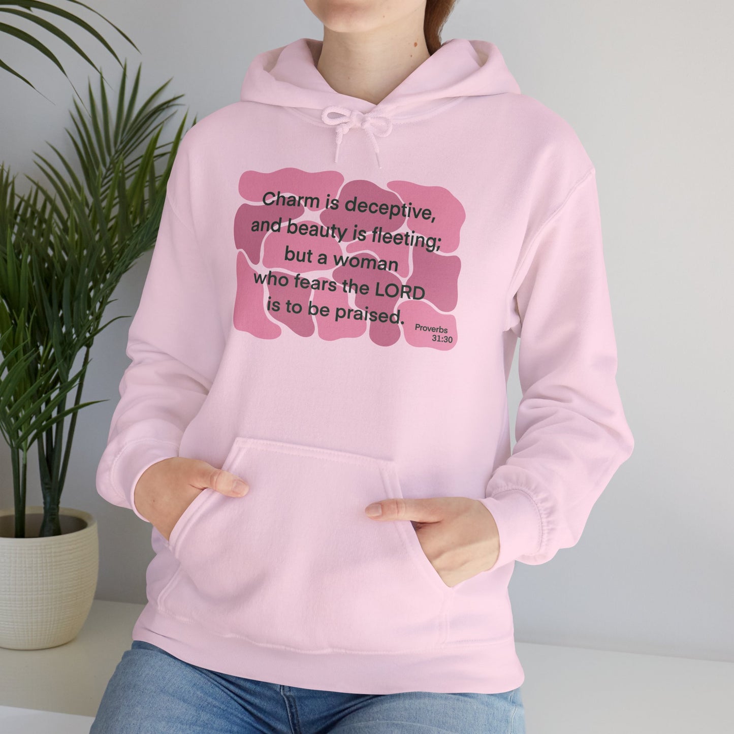 Proverbs 31:30 - Dark Pink Hooded Sweatshirt