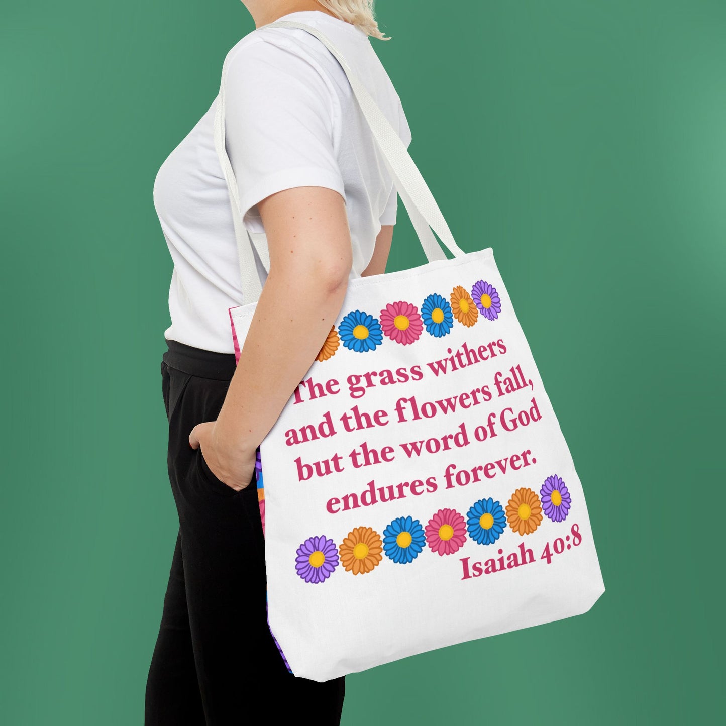 Isaiah 40:8 - Multi Daisy Tote Bag